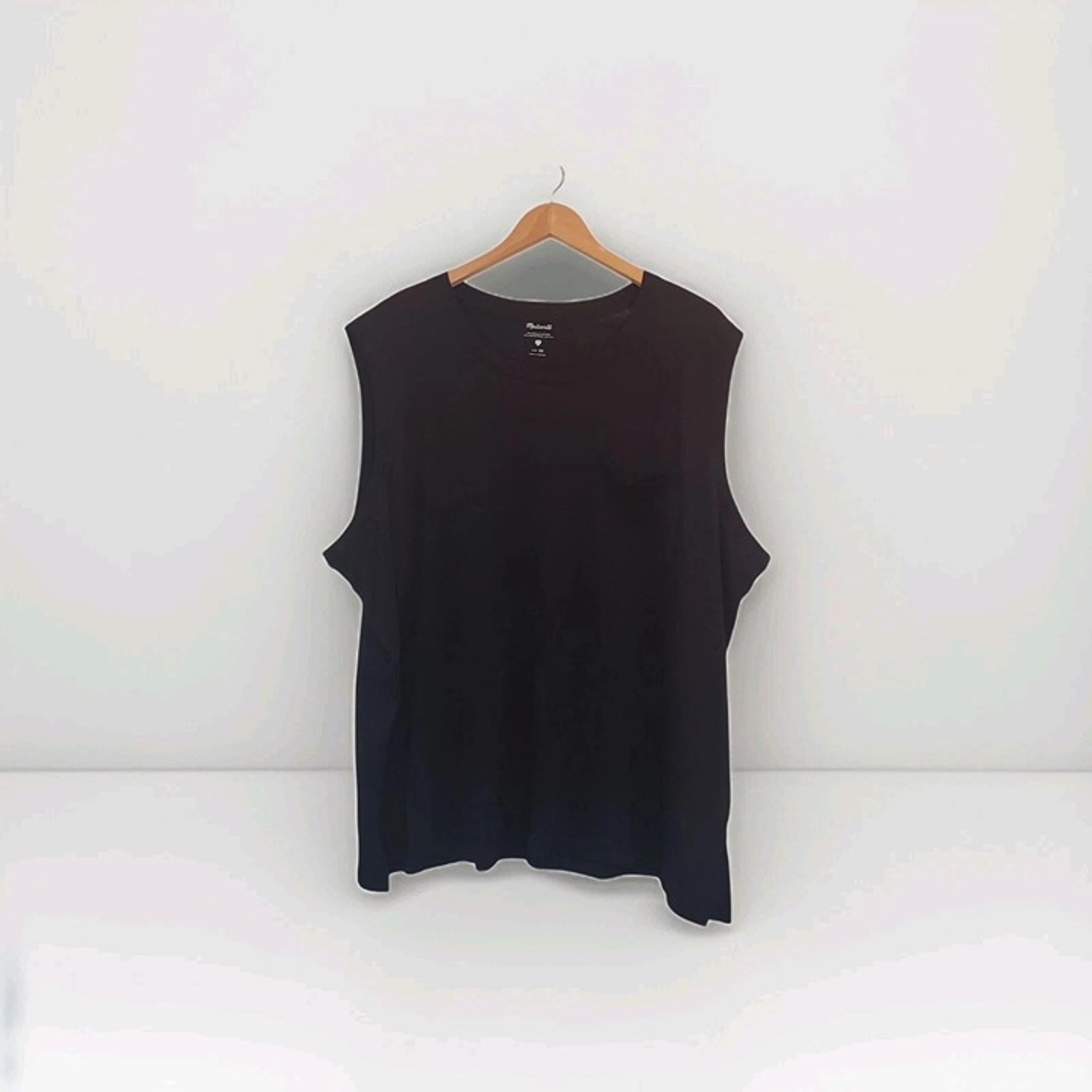 Madewell Plus Whisper Cotton Crewneck Pocket Muscle Tank True Black Women 3X NWT