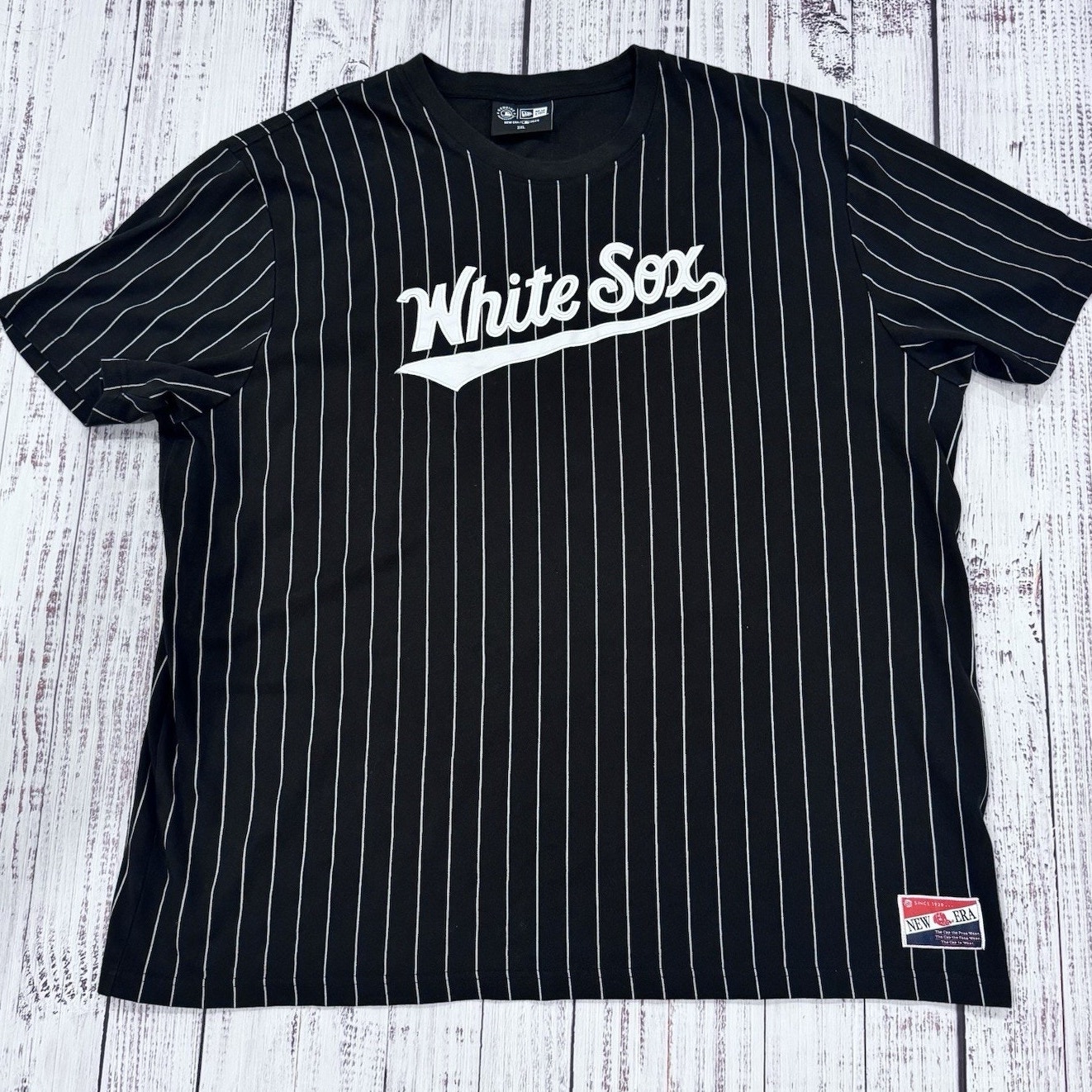 New Era White Sox T-Shirt Men’s 3XL MLB Black Pinstripe Tee Chicago Baseball