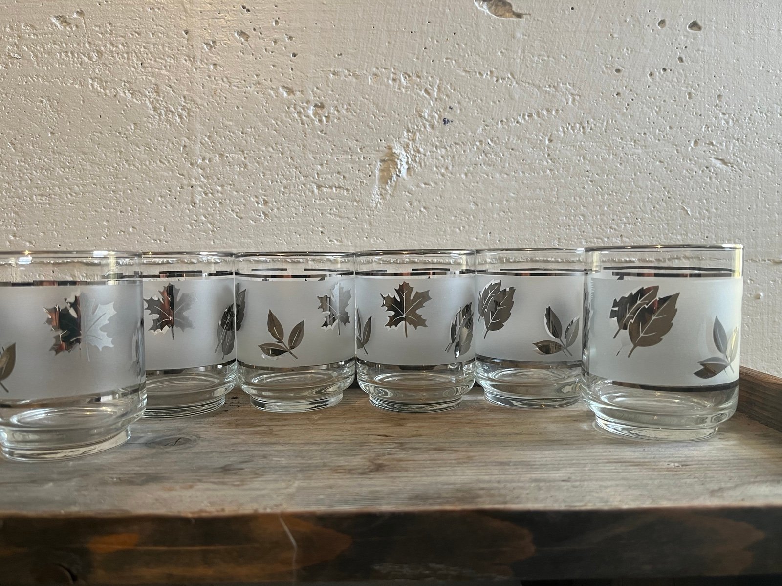 MCM Silver Foliage LIBBEY Juice/Cocktail Glasses, Set of 6, EXCELLENT Condition