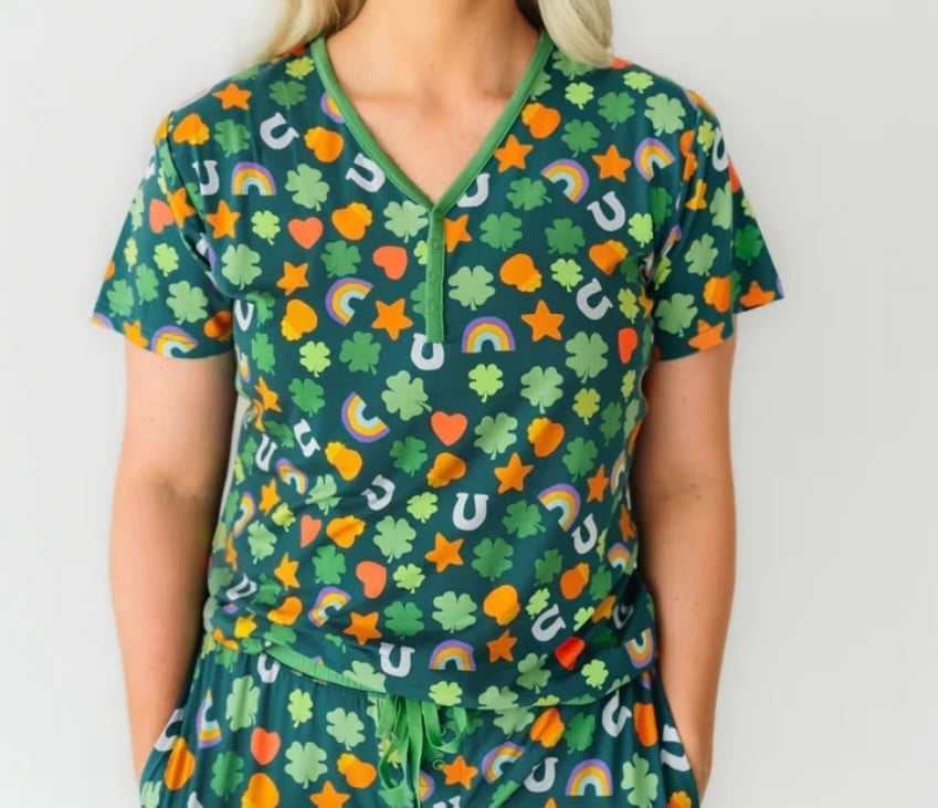 Little Sleepies Lucky Womens Short Sleeve Pajama Top Size M