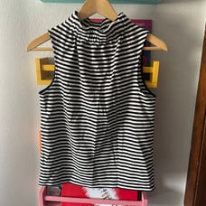 Tibi Ren Stripe Knit Shirred Top