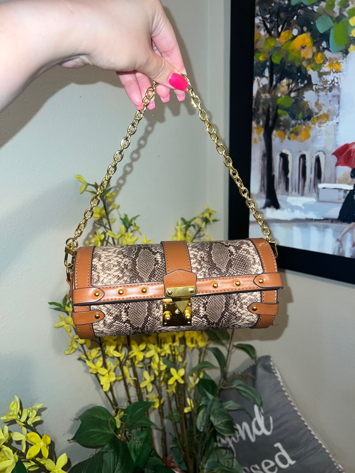 Purse Snake Print Leather