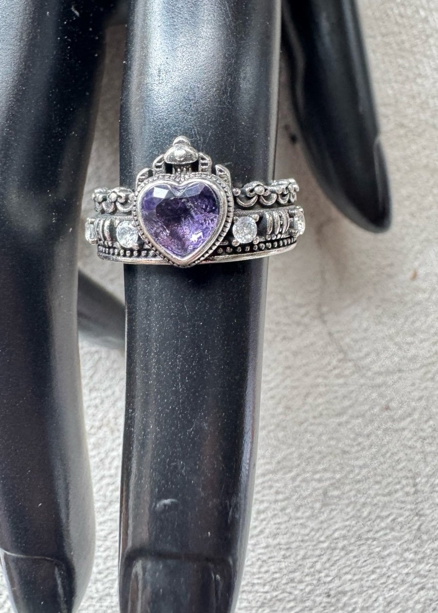 S925 Purple Heart Ring