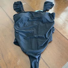 Swimsuit Hilinker One-Piece Women's 2XL Black Padded Ruffle Polyester Gathered