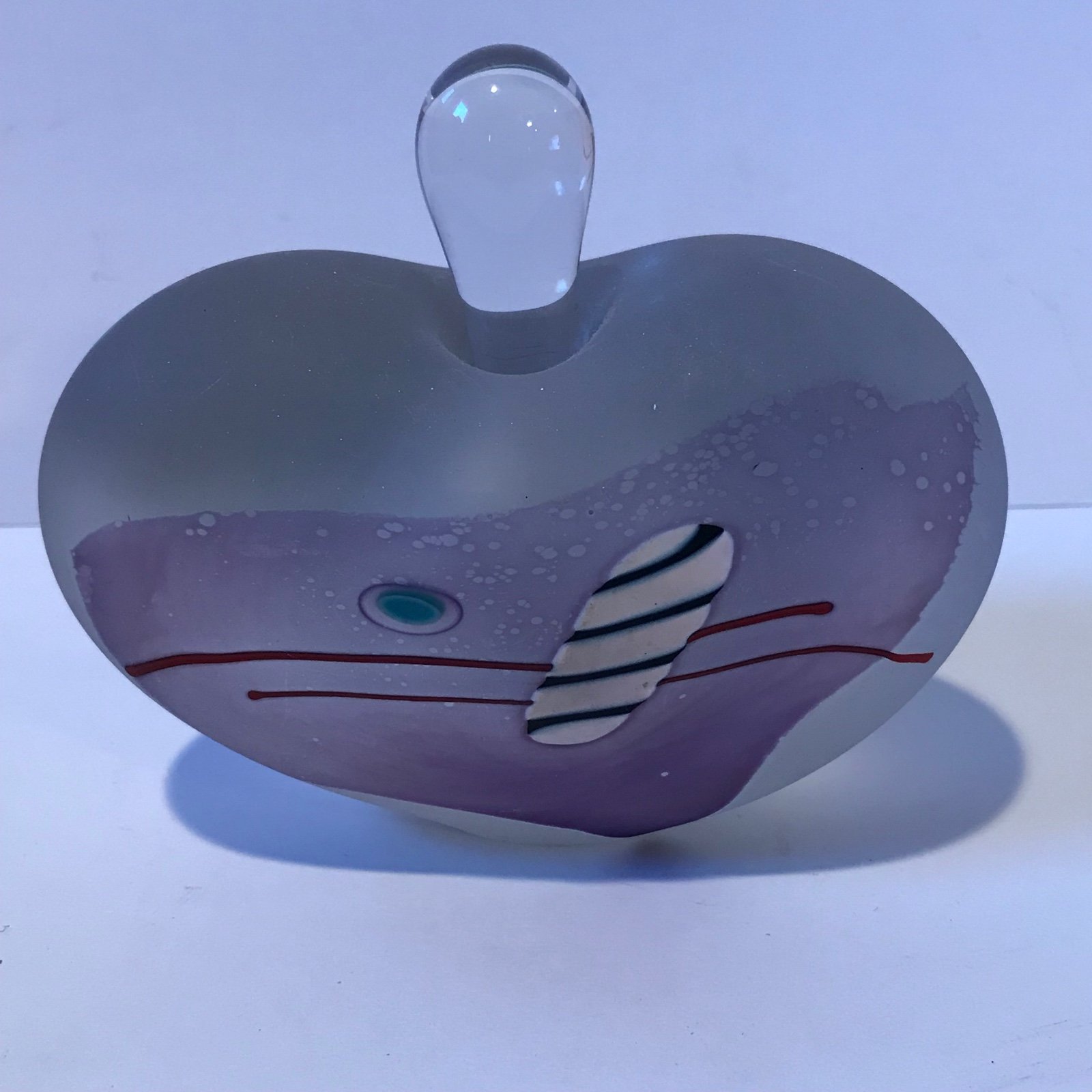 Vintage James Wilbat Frosted Elongated Perfume Bottle Heart Shape 1991 signed