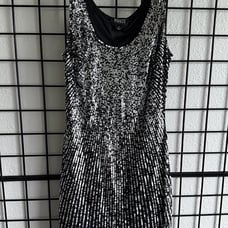 Adrianna Papell Evening Dress Women 6 Black Embellished Sequin Mini Tank Dress