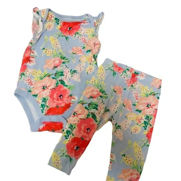 Baby Gap 6-12 month 2-piece spring flowered darling long pant outfit.