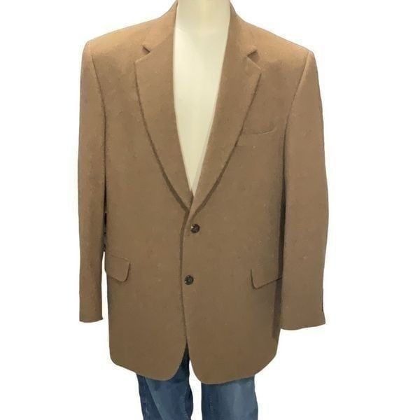 Jos. A. BANK Brown Tan 100% Camel Hair Gordon Sport Coat Two Button Size 46 LG