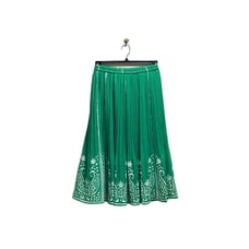 Anthony Richards Pleated Floral Midi Skirt Green Size MP Vintage Coastal Cottage
