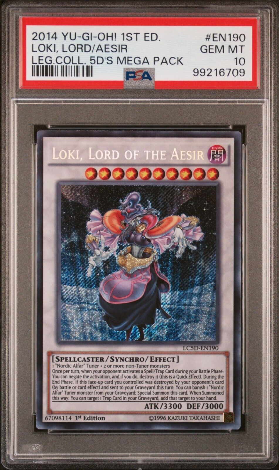 Yugioh Loki Lord of the Aesir LC5D-EN189 1st Edition Secret Rare PSA 10 GEM MINT