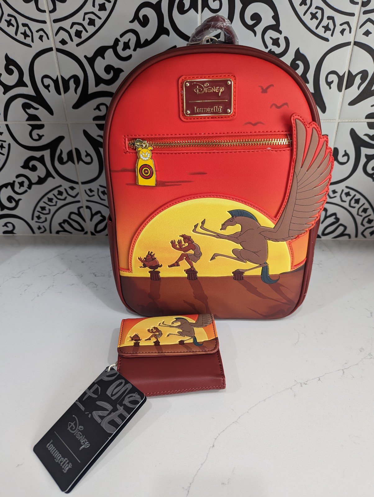 NWT Loungefly Disney Hercules 25th Anniversary Sunset Mini Backpack with Wallet