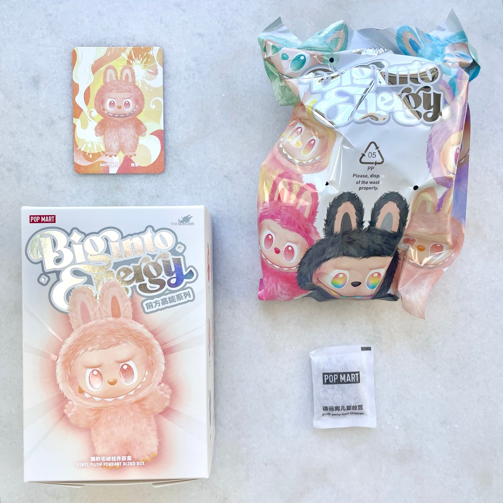 POP MART Labubu The Monsters Big into Energy Vinyl Plush Pendant Happiness