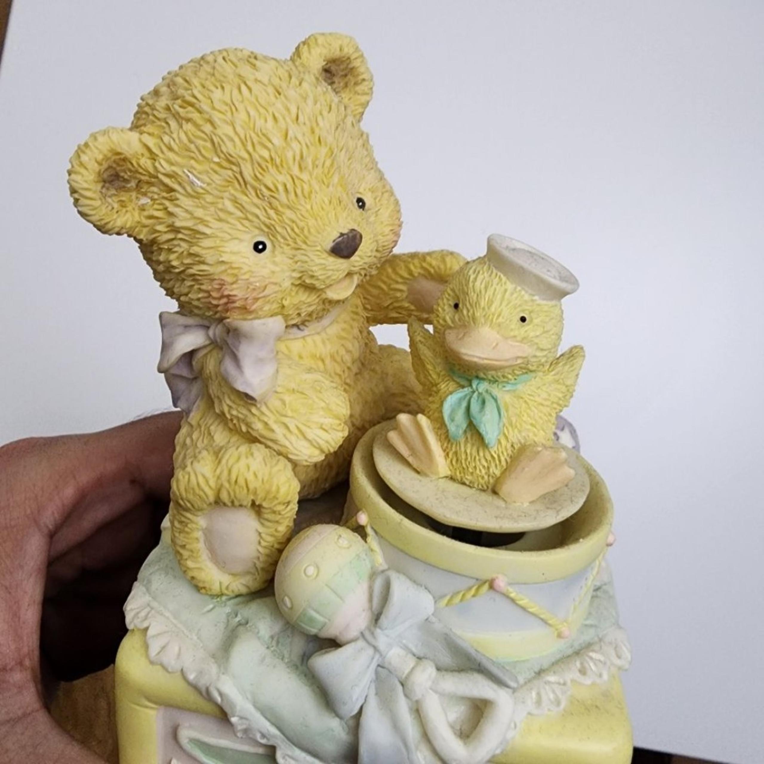 Girls Boys Unisex Baby Block Gift Nursery Decor Musical Teddy Bear Figurine NEW