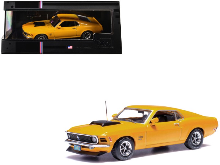 1970 Ford Mustang Boss 429 Bright Yellow with Black Hood Scoop 1/43 Diecast Mode