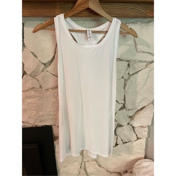 Athleta Womens White Solid Pullover Racerback Tank Top Size Large
