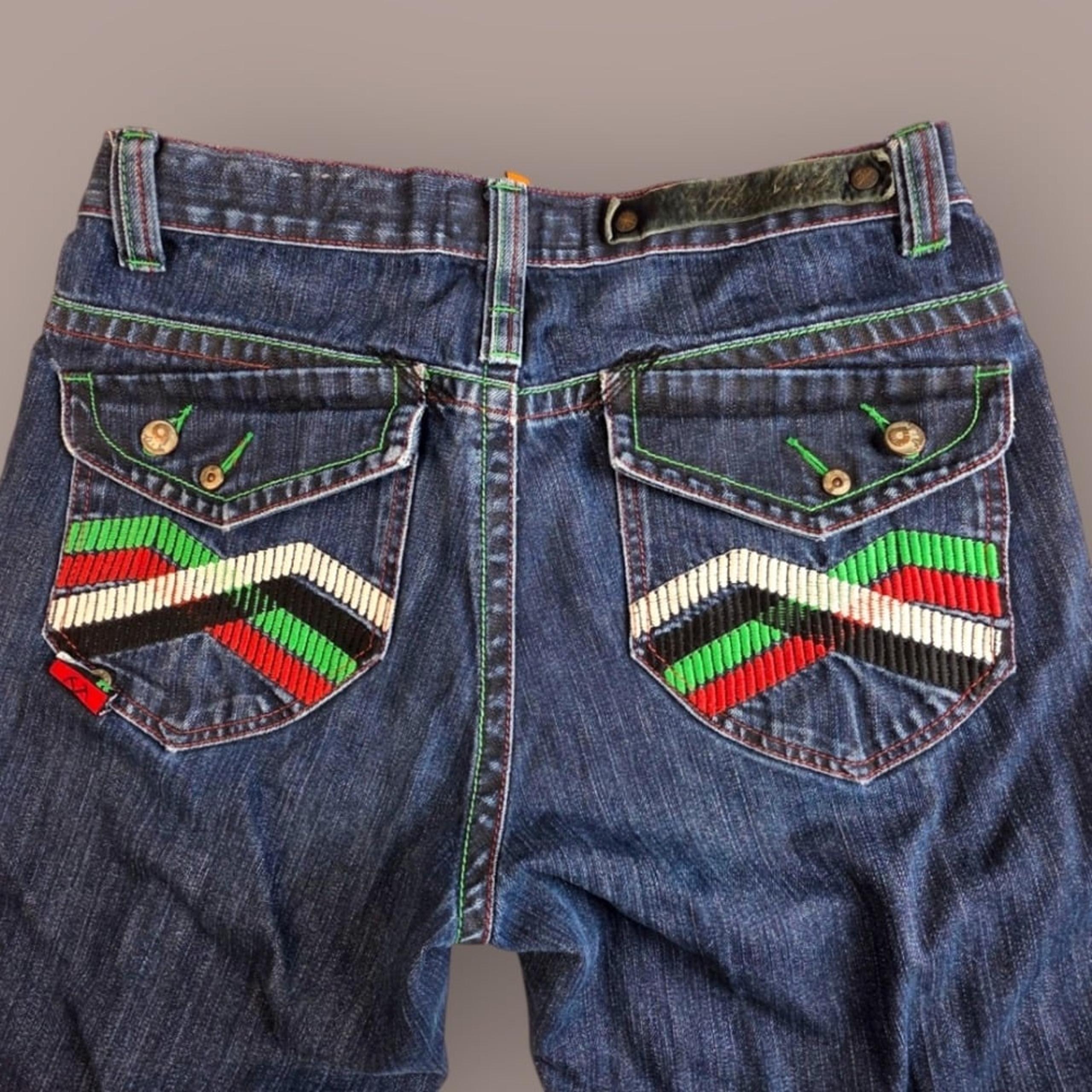 Akademiks Jeans Size 32 Mens Blue Denim Baggy Relaxed Fit Flap Pockets Heel Drag