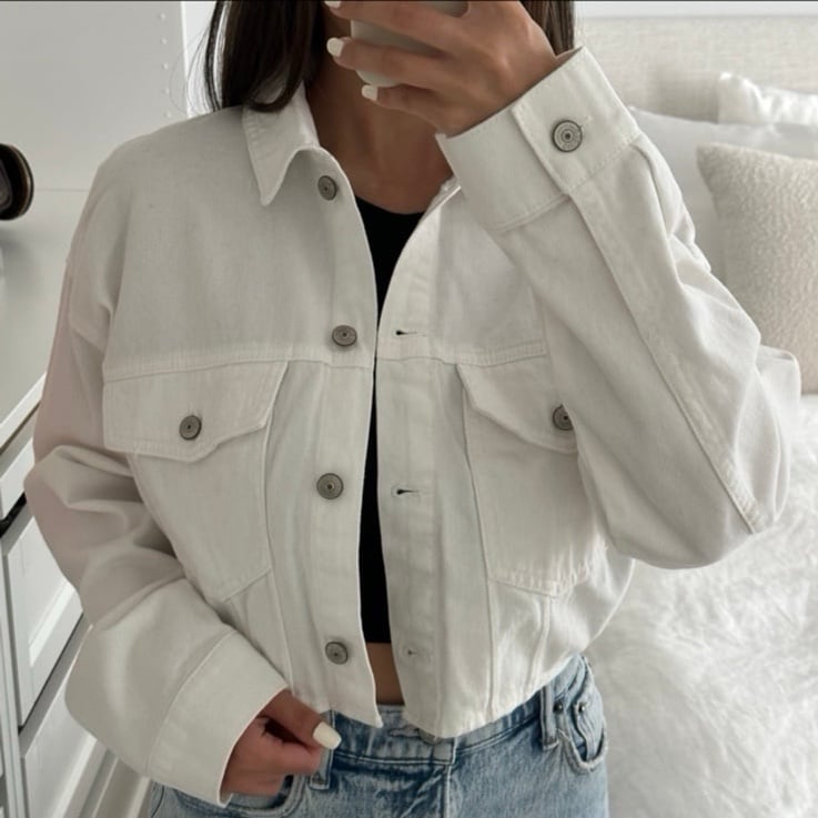 H&M White Jean Jacket