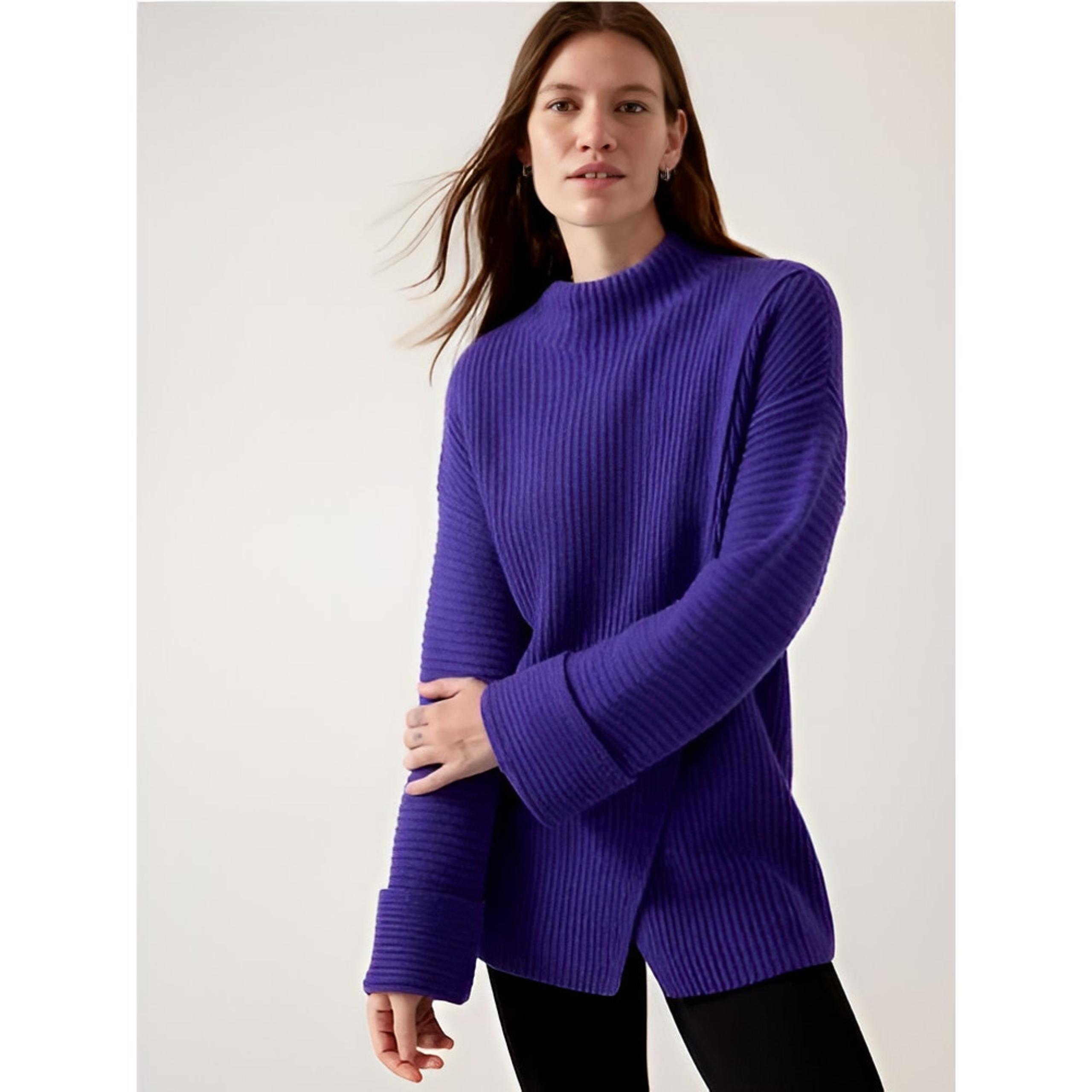 Womens Azalea Wrap Slit Merino Wool Cashmere Knit Mock Neck Sweater S - Athleta