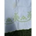 Gorgeous Vintage Hand Embroidered Crochet Edge In Green Tablecloth 76” Long