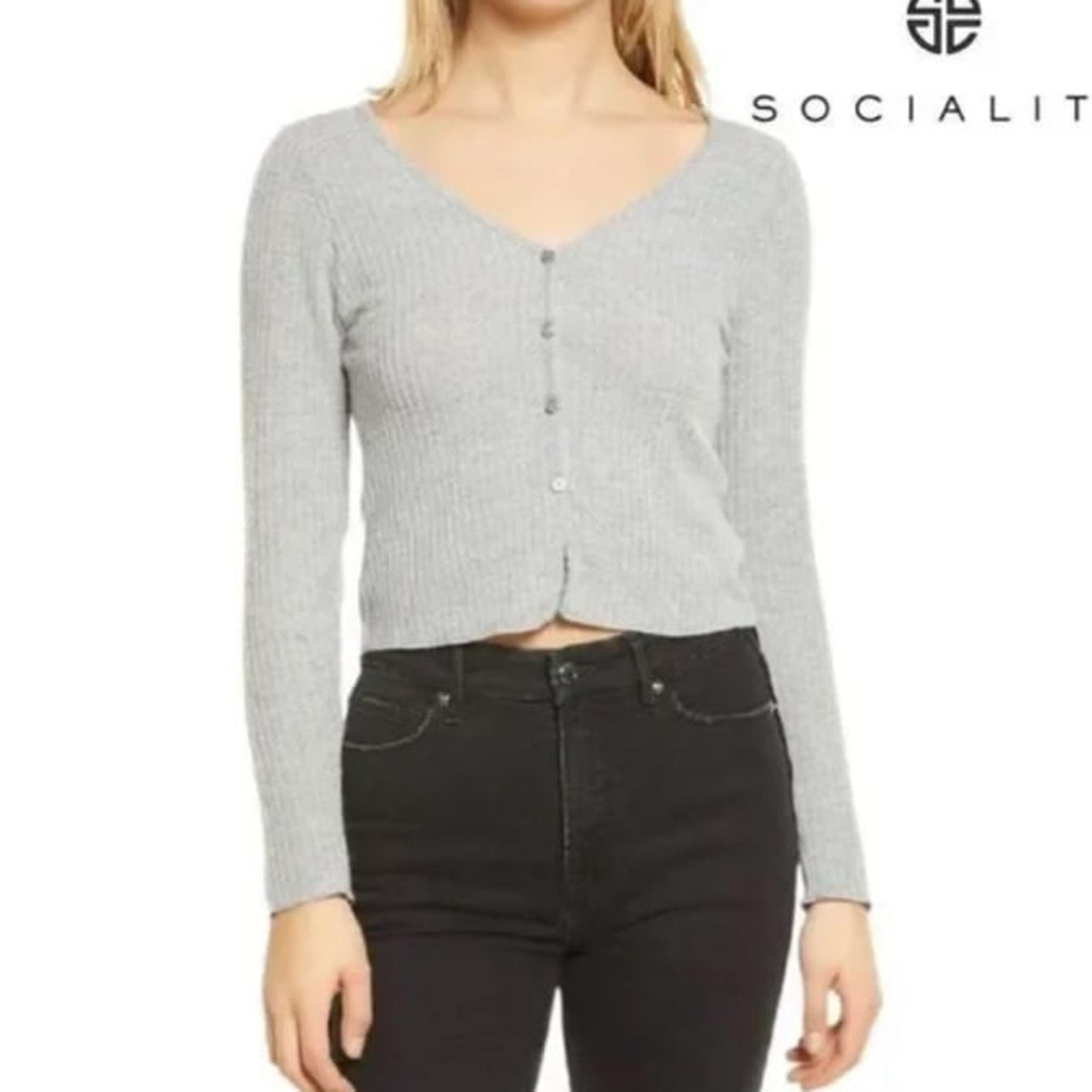 Socialite waffle Henley button cardigan