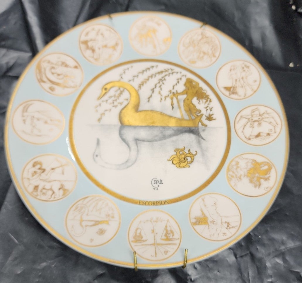 Rare Vtg 1991 PORCELAIN HOROSCOPE - PLATE EScorpio- SALVADOR DALI 8in