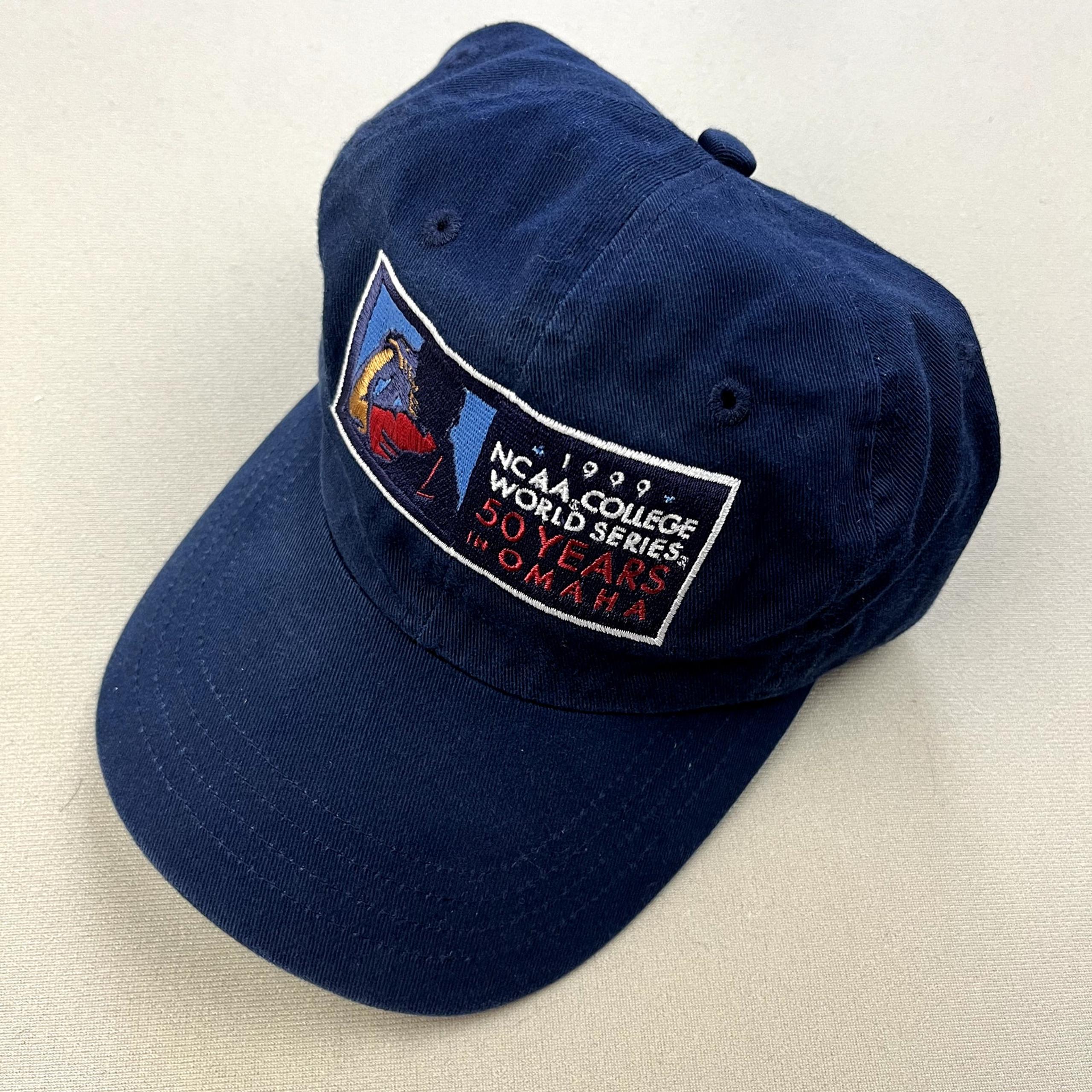 Vintage College World Series Hat Cap Strapback Navy Blue NCAA Baseball Ohama 90s