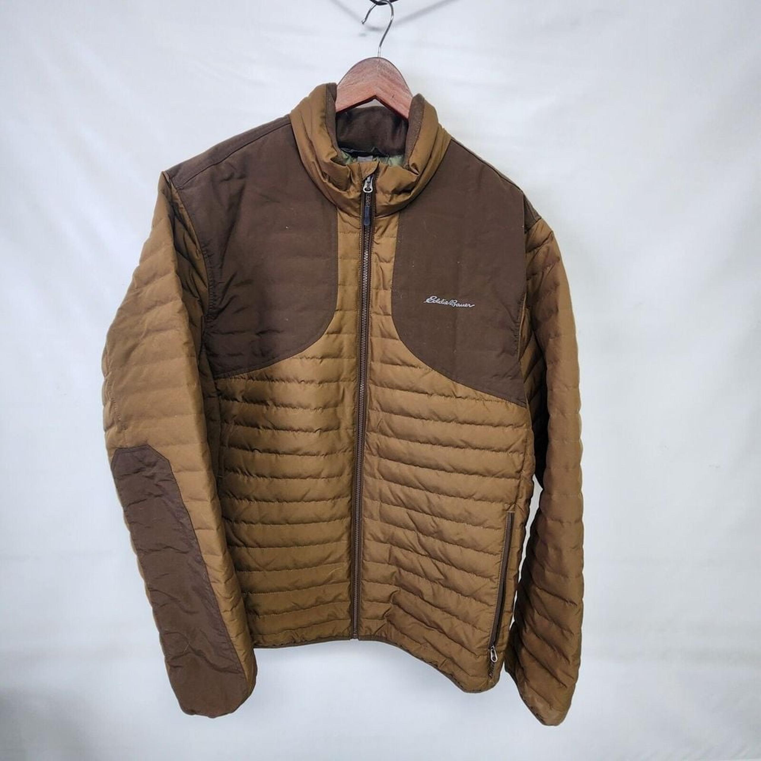 Eddie Bauer Down Puffer Jacket EB650 Quilted Brown Mens Medium XXL EUC QUALITY!!