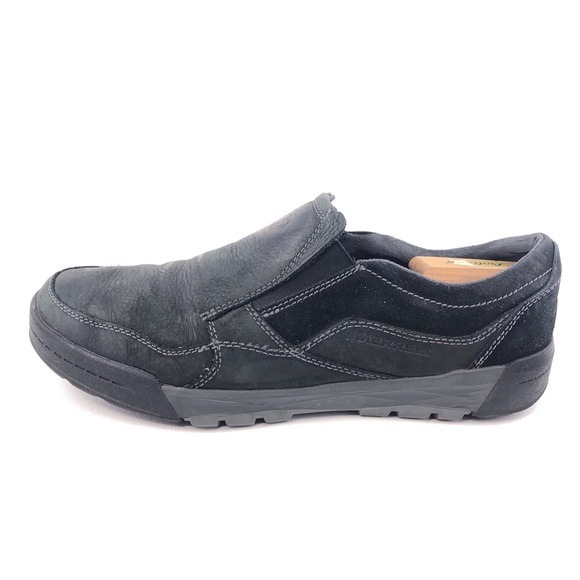 Merrell Berner Moc Black Leather Slip on Loafers 10