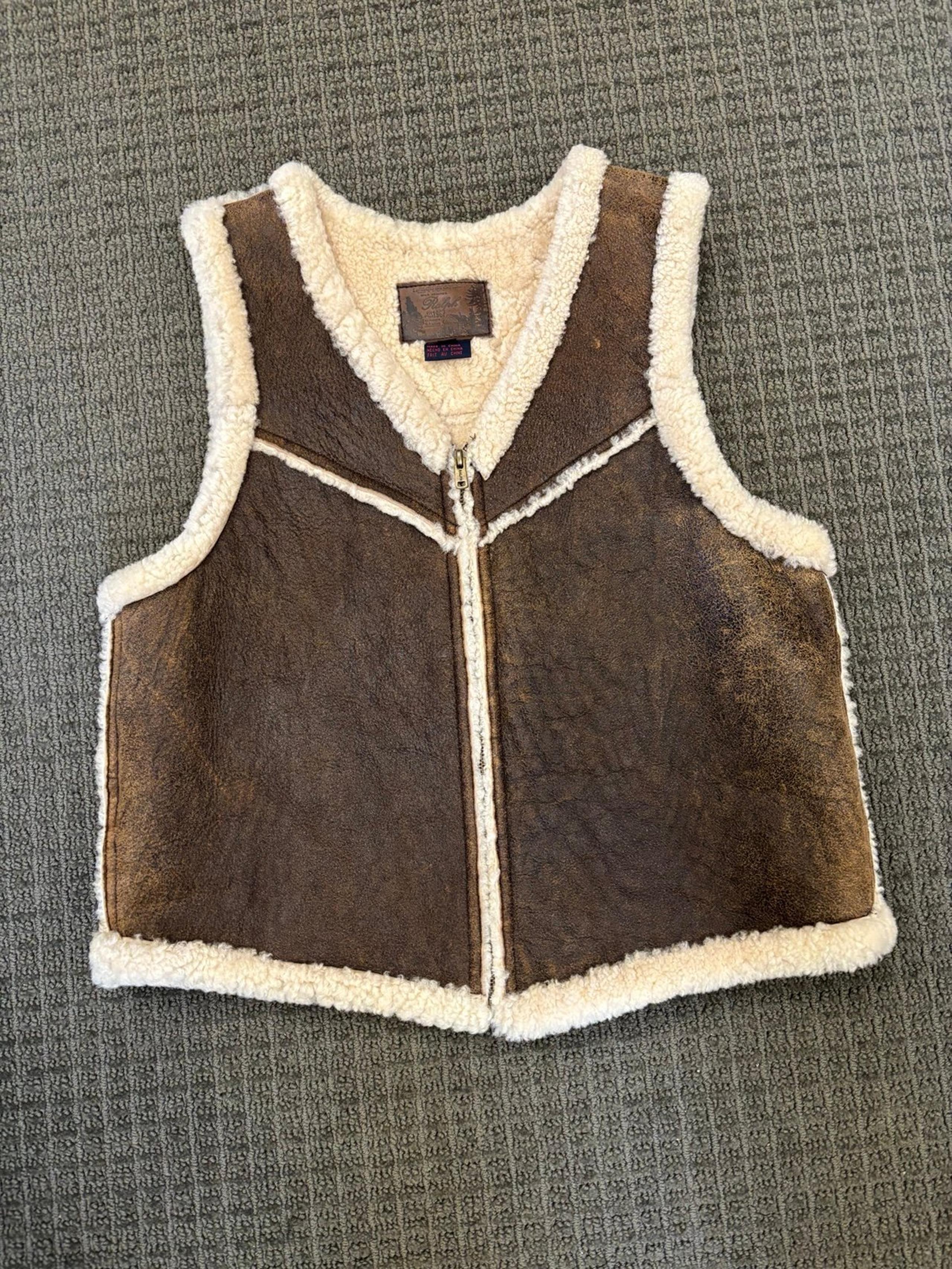 Vintage Ralph Lauren 1989 leather and Sherpa vest woman’s large