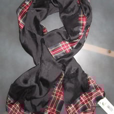 NWT LAREN RALPH LAUREN Black Paisley Plaid Silk Scarf