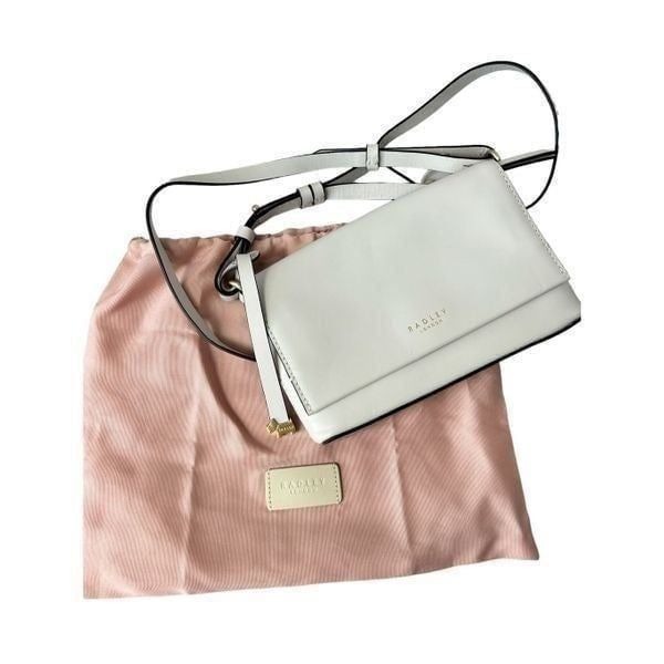 Hadley London Pearl white leather crossbody with dust bag