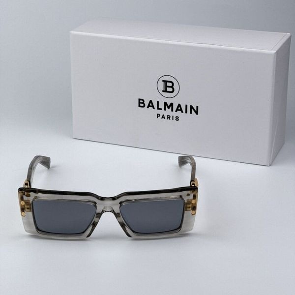 Balmain IMPERIAL BPS-145C-53 Women BRAND NEW Sunglasses Grey Crystal Rectangle