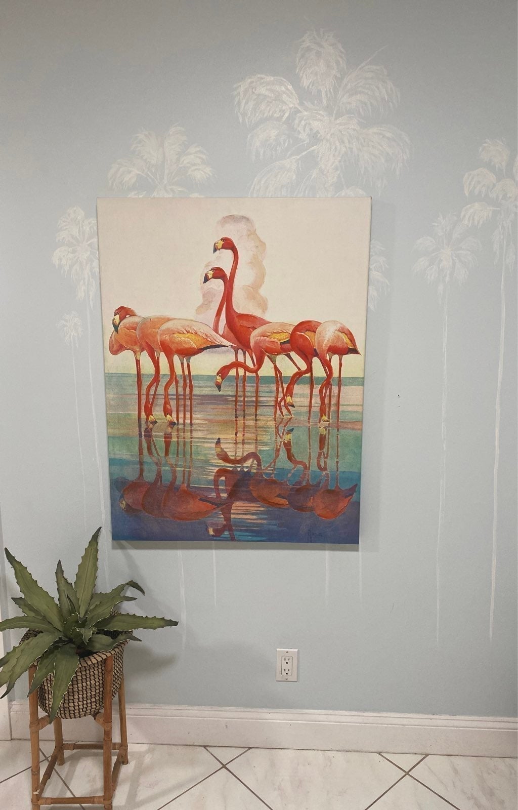 Giclee on canvas. 28x38. Flamingos