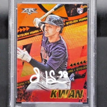 Steven Kwan Signed / Autographed 2022 Topps Fire #126 Rookie Card PSA Guardians
