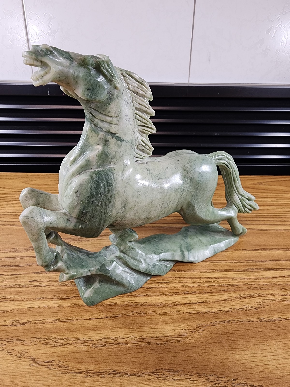 Hand Carved horse Green Marble / Jade