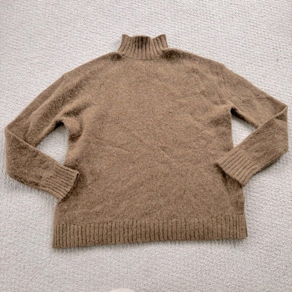 Jenni Kayne Mock neck alpaca wool blend pullover sweater tan