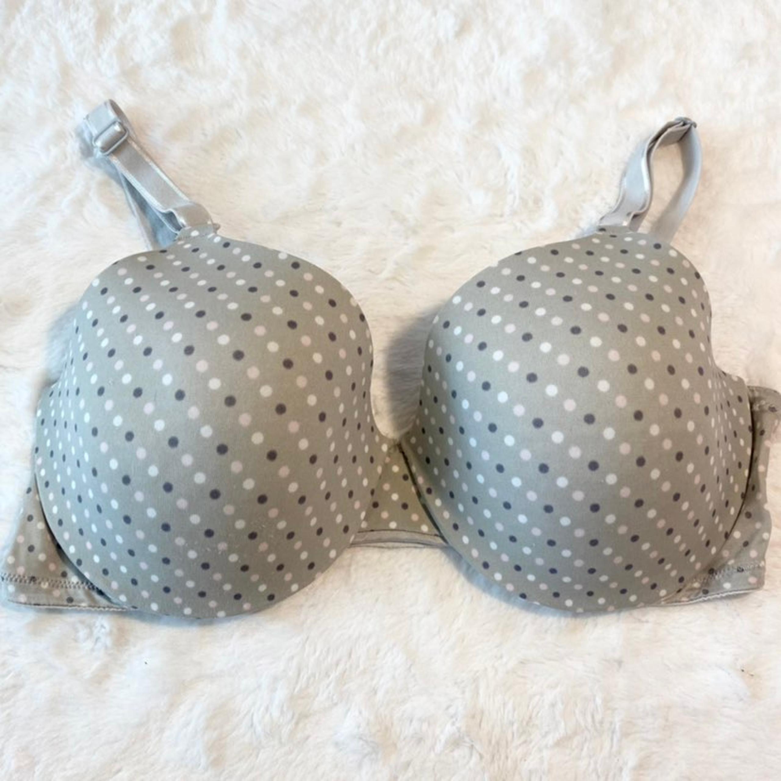 Warners This Is Not A Bra Full-Coverage T-Shirt Bra Gray Polka Dots Size 38C