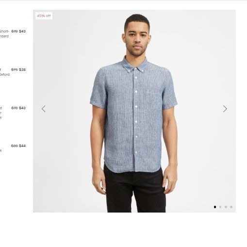 The Linen Short-Sleeve Standard Denim Blue Striped Fit Shirt Size Medium