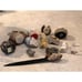 15 Owls made in metal,Bark,Shells,Porcelain, Rock, Plexi All Different 1-3”