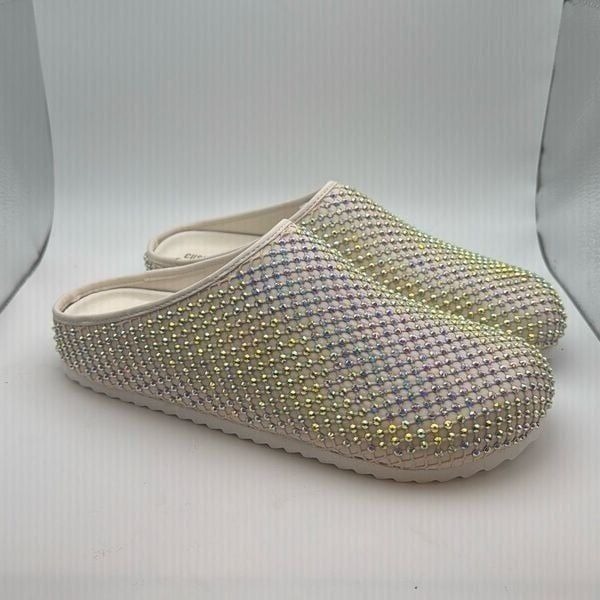 CUSHIONAIRE Women's Shimmer Rhinestone Bling Footbed Clog SIZE 9 DEFECT