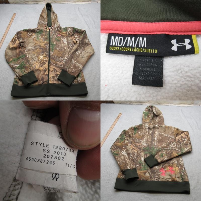 Under Armour Hoodie Womens Medium Green Real Tree Camouflage Full Zip Hunting