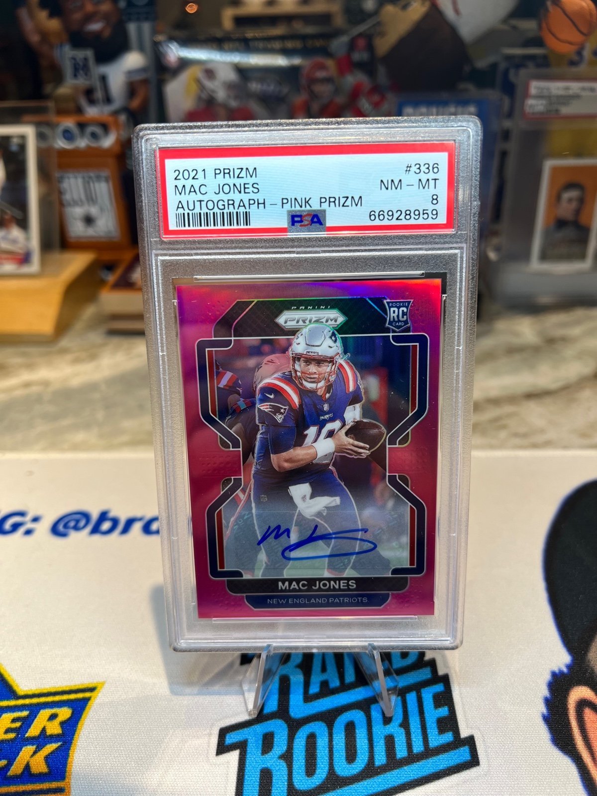 Mac Jones 2021 Prizm Pink Rookie Auto PSA 8! New England Patriots