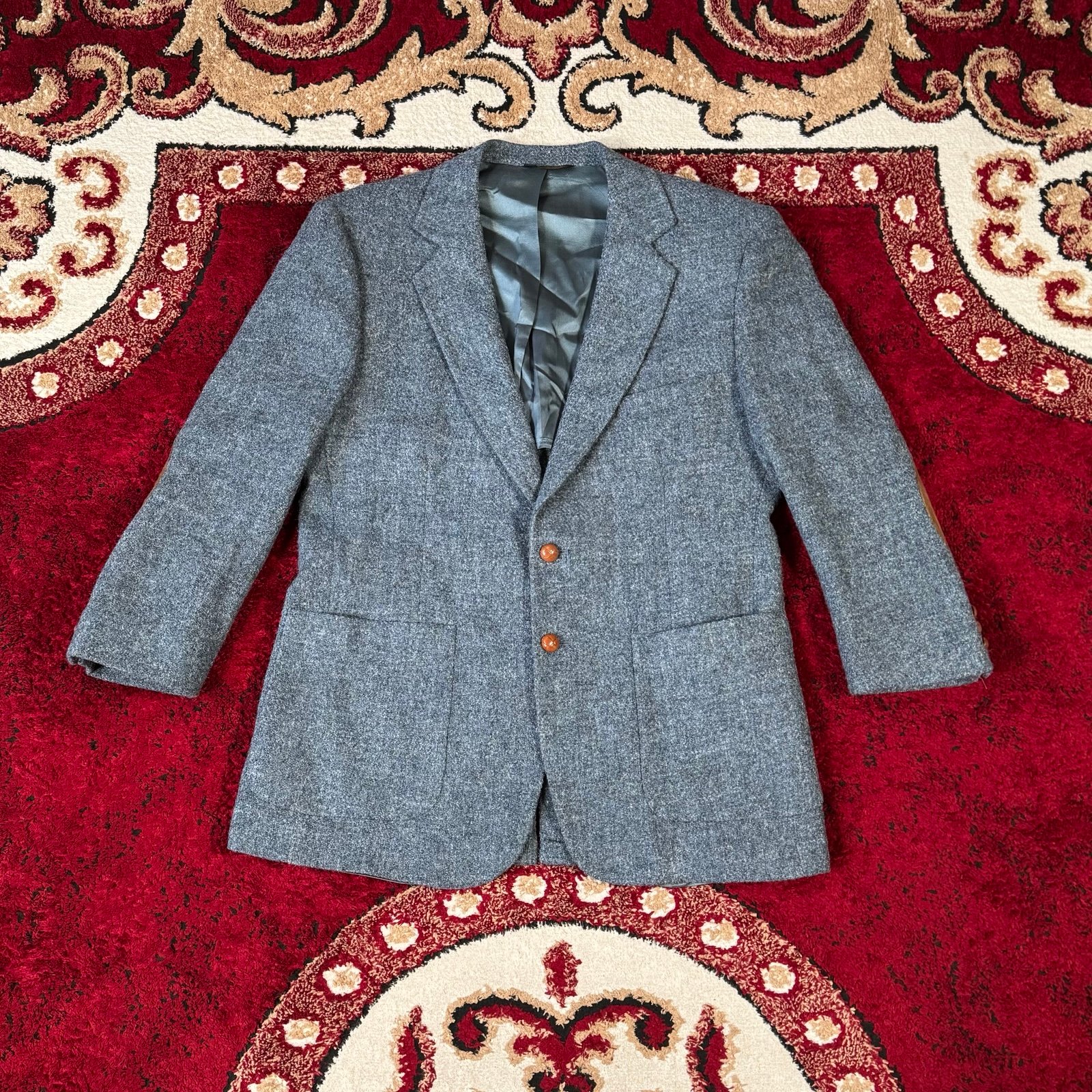 Vintage Wall Street Collection Elbow Patch Wool Sports Coat Blazer Mens Size 42R