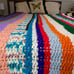 Vintage Retro Colorful Striped Large Handmade Crochet Afghan Blanket (80x77)
