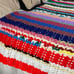 Vintage Retro Colorful Striped Large Handmade Crochet Afghan Blanket (80x77)