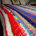 Vintage Retro Colorful Striped Large Handmade Crochet Afghan Blanket (80x77)