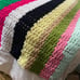 Vintage Retro Colorful Striped Large Handmade Crochet Afghan Blanket (80x77)