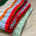 Vintage Retro Colorful Striped Large Handmade Crochet Afghan Blanket (80x77)