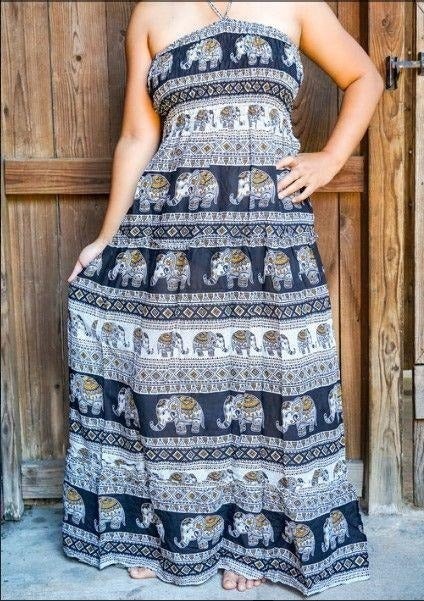 Elephant Boho Maxi Dress