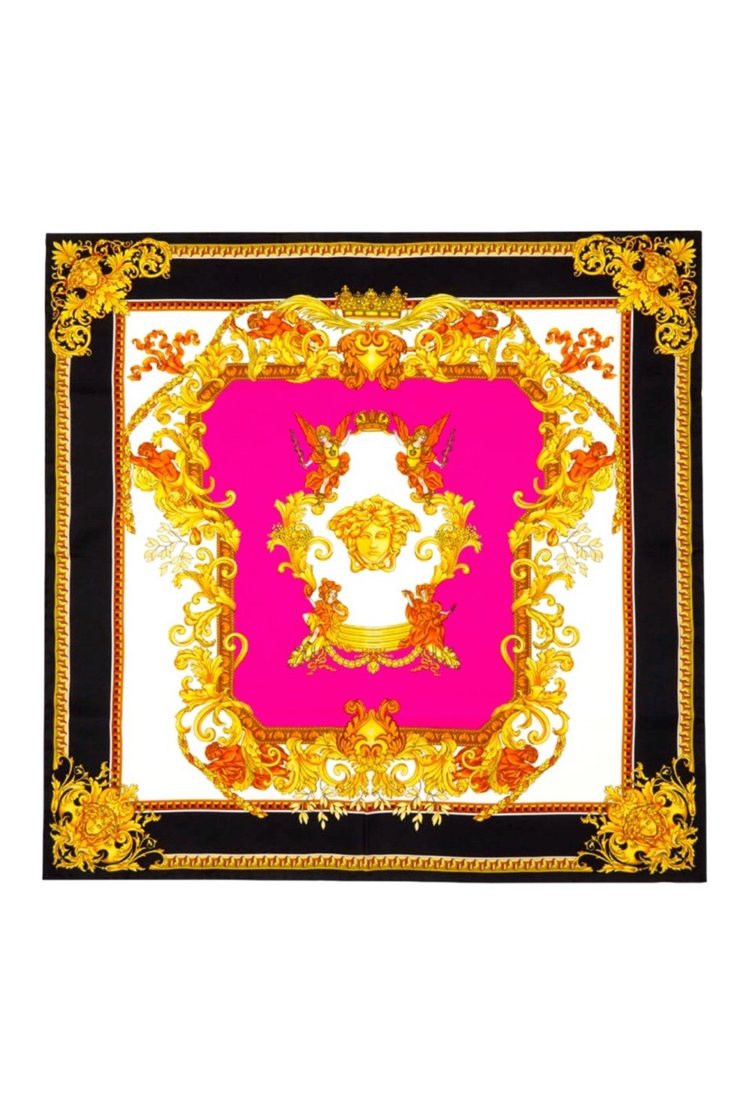 Versace Pink & Black Medusa Renaissance Scarf (NWT)90x90